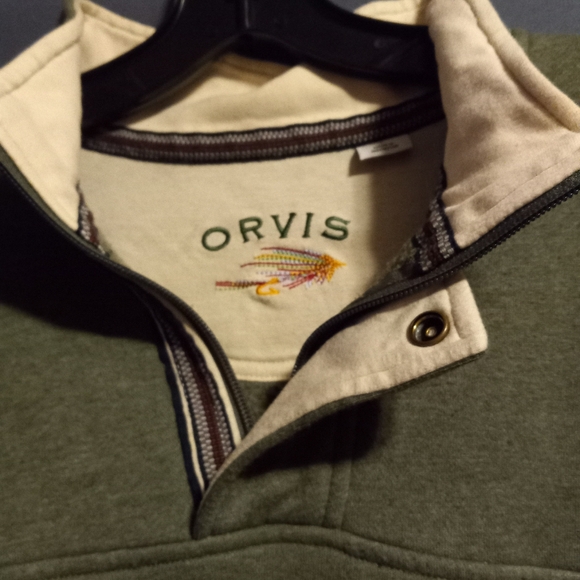 EUC Orvis men’s 1/4 zip graen sweatshirt. - Picture 5 of 12